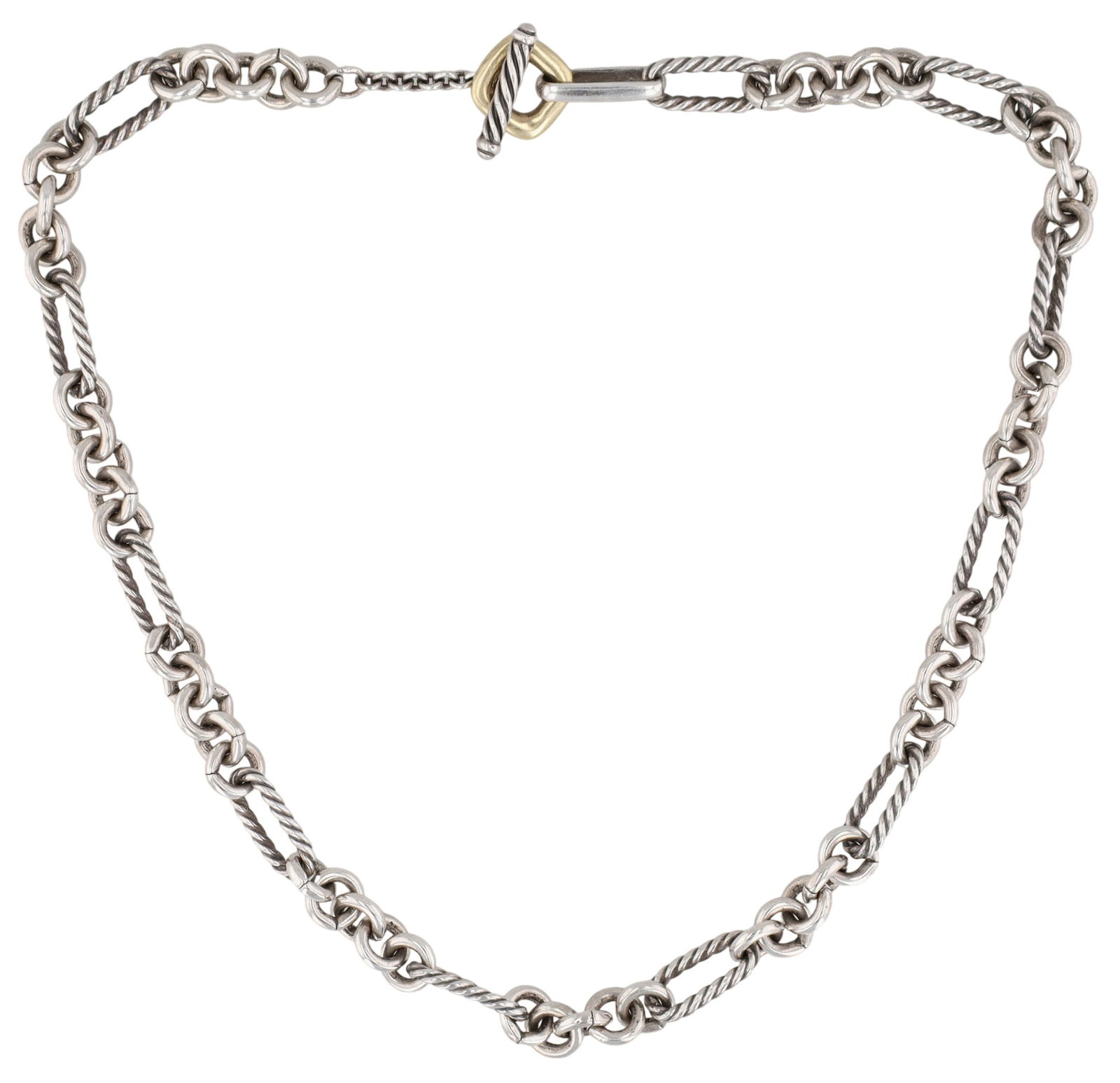 David Yurman Sterling & 18K Gold Textured Figaro Chain Necklace (1 of 7)