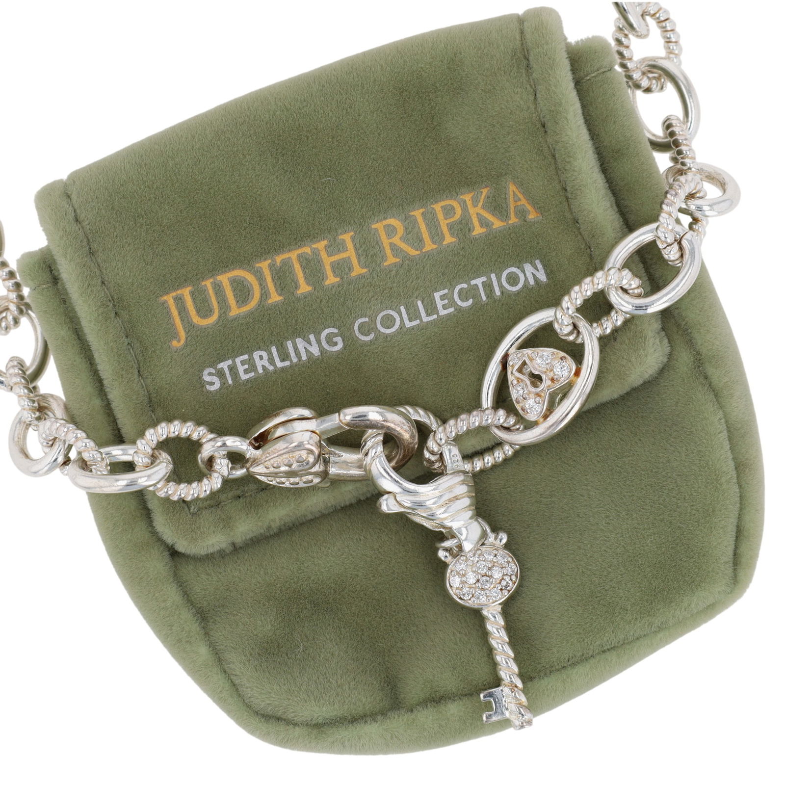 Judith Ripka Sterling Key to My Heart Textured Chain Necklace (1 of 6)