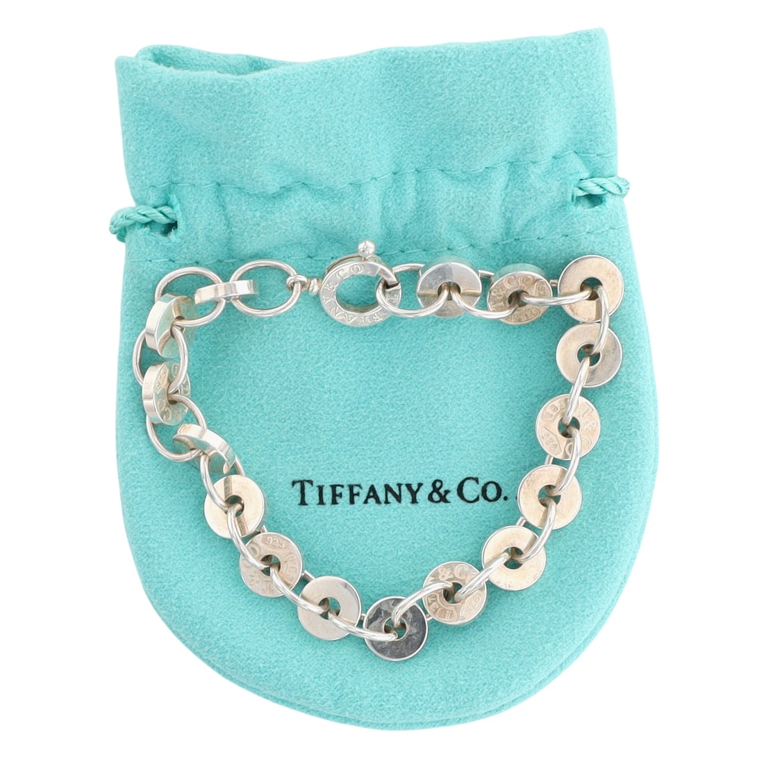 Tiffany & Co. Sterling 1837 Circle Bracelet: Tiffany & Co. Sterling 1837 Circle Bracelet | 23.6g | 7.25" unclasped length | Retail $900 | Comes with a Tiffany Cloth Pouch as shown