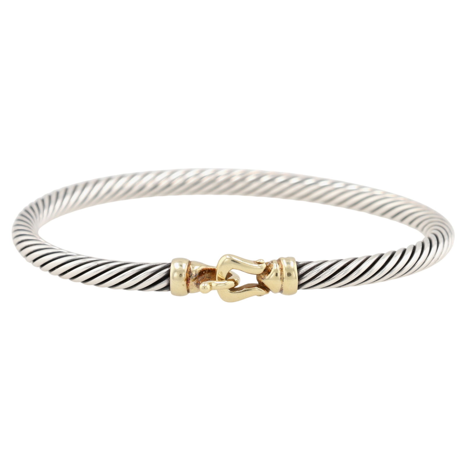 David Yurman Sterling & 18K Gold Cable Buckle Bracelet (1 of 8)