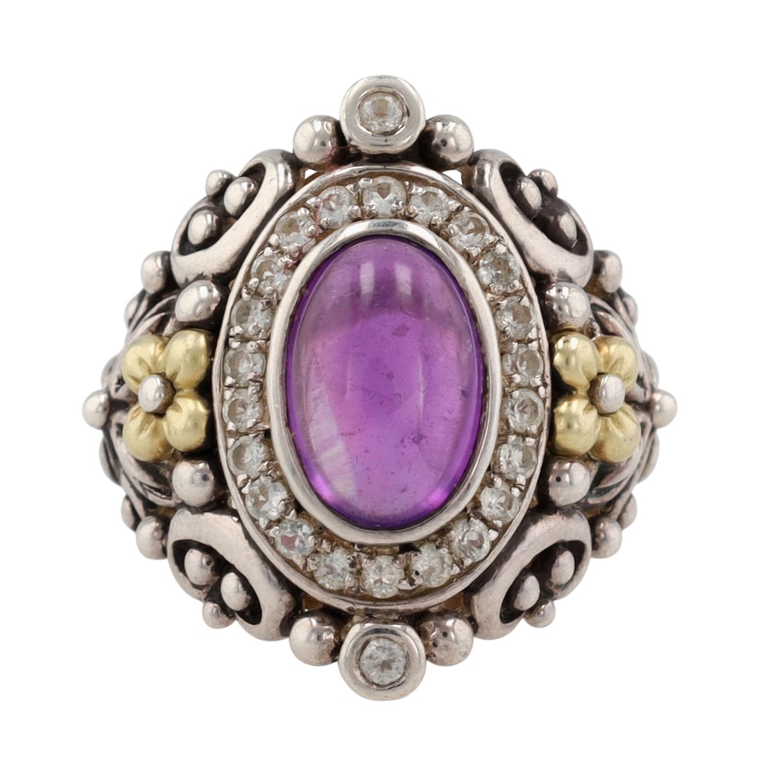 Barbara Bixby Sterling & 18K Gold Amethyst Topaz Ring Sz 7 (1 of 8)