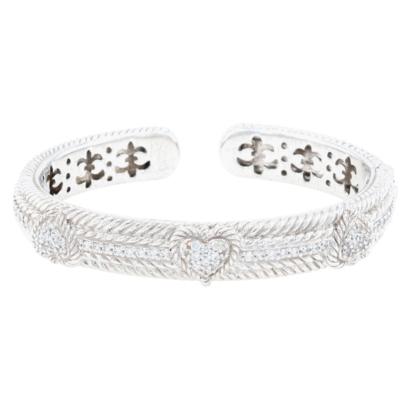 Judith Ripka Sterling CZ Heart Cuff Bracelet (1 of 10)