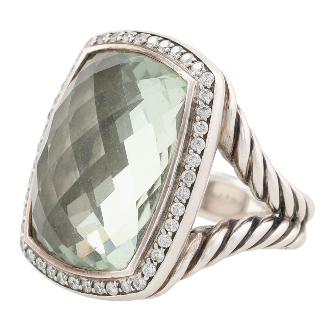 David Yurman Sterling Prasiolite Diamond Wheaton Ring Sz 6 (1 of 8)
