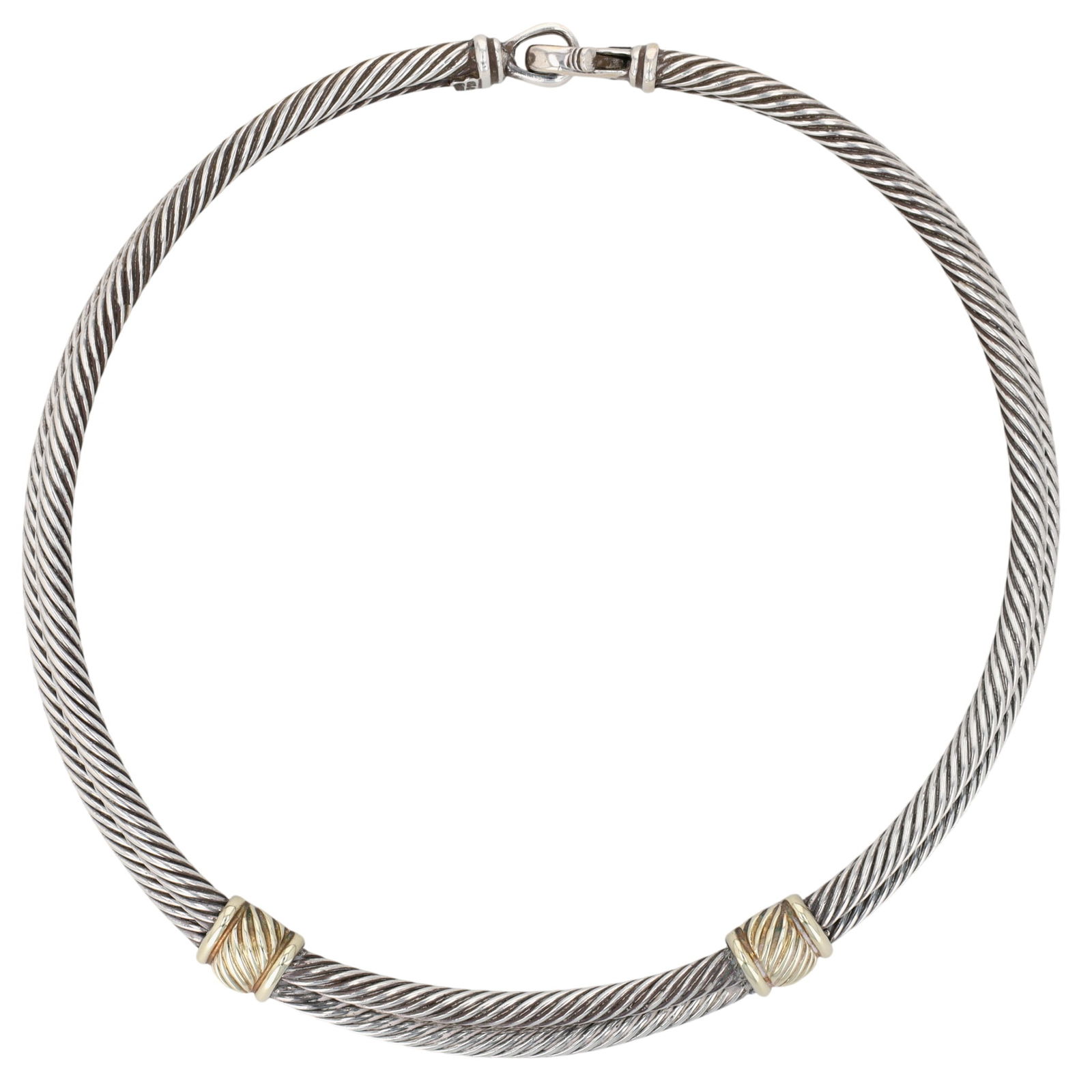 David Yurman Sterling & 14K Gold Double Cable Collar Necklace (1 of 7)