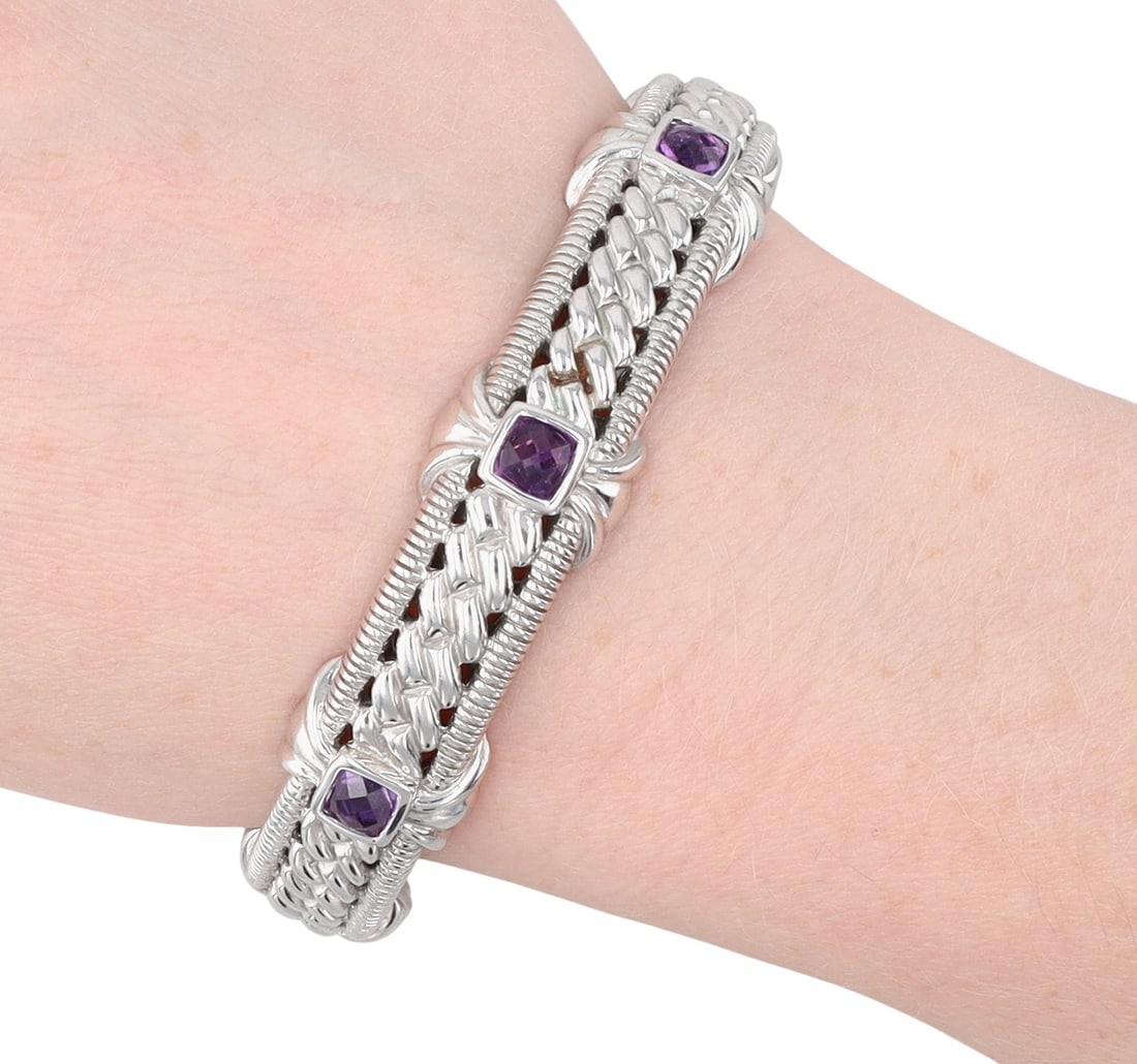Judith Ripka Sterling Amethyst Weave Cuff Bracelet (1 of 10)