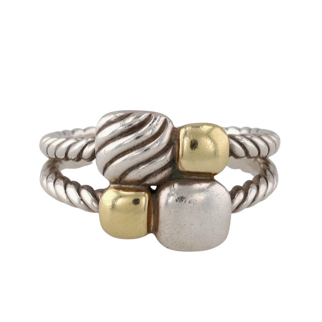 David Yurman Sterling & 18K Gold Chiclet Mosaic Ring Sz 7: David Yurman Sterling & 18K Gold Chiclet Mosaic Ring Sz 7 | 7g