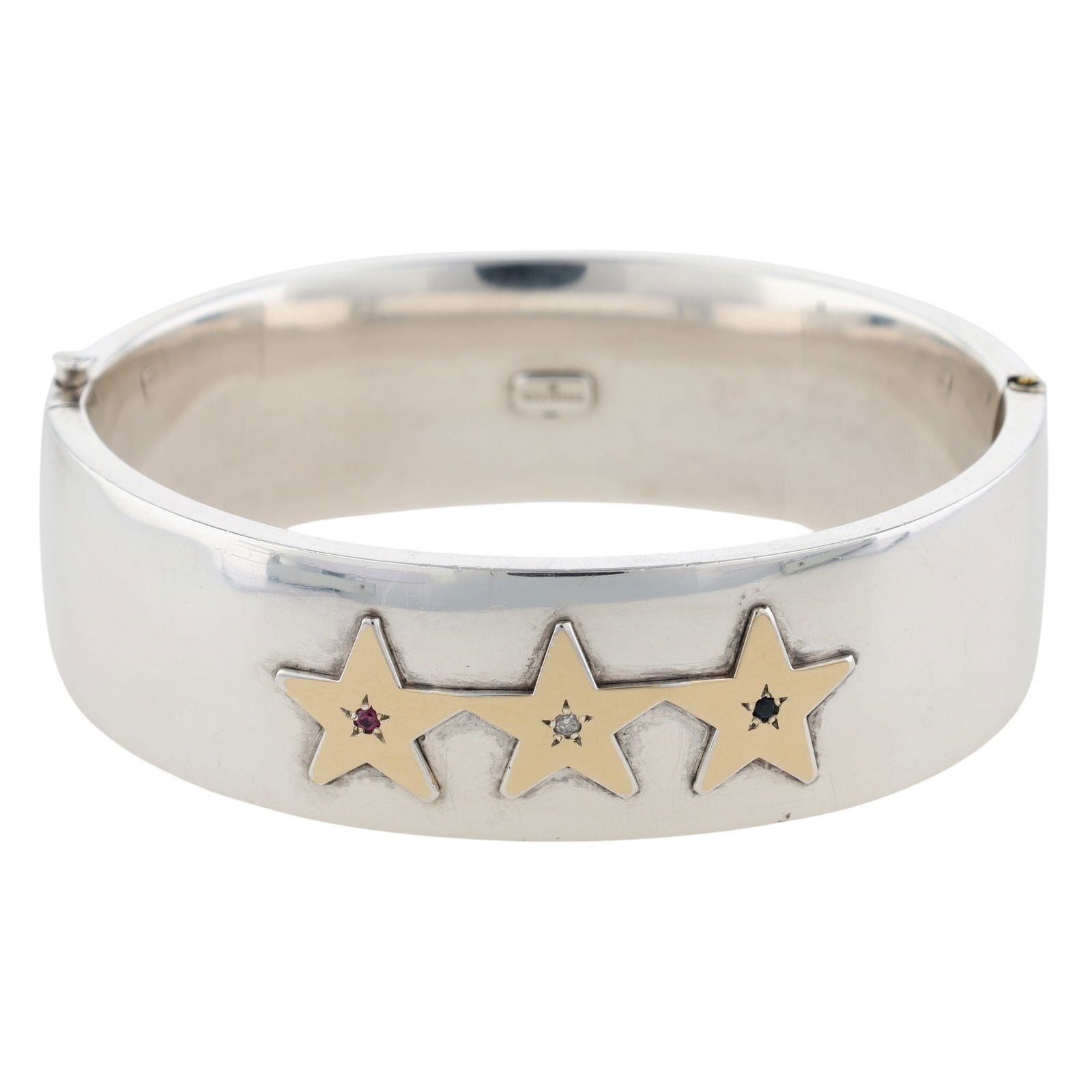 Tiffany & Co. Sterling Diamond, Sapphire & Ruby Star Bangle Bracelet (1 of 8)