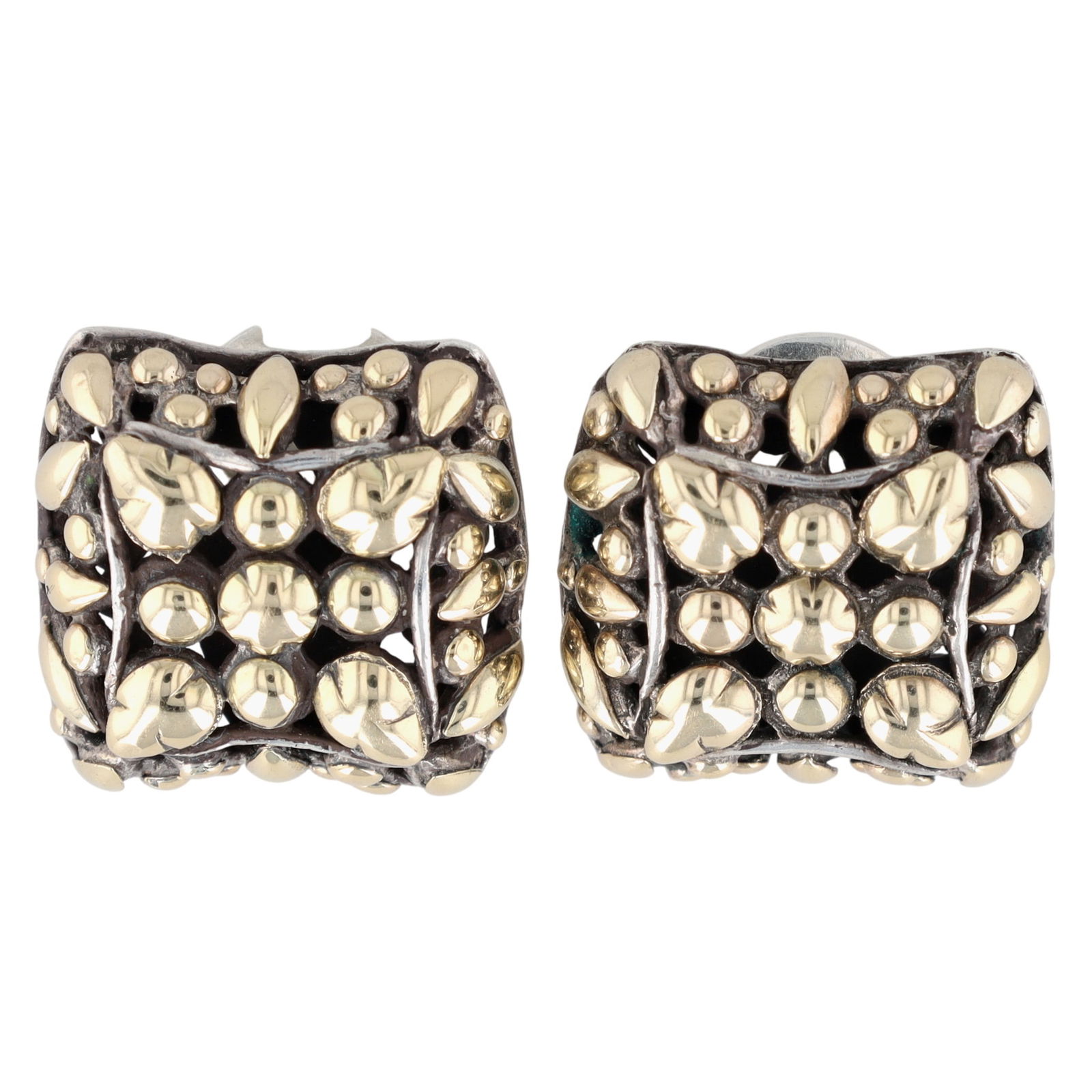 John Hardy Sterling & 18K Gold Dot Square Earrings (1 of 6)