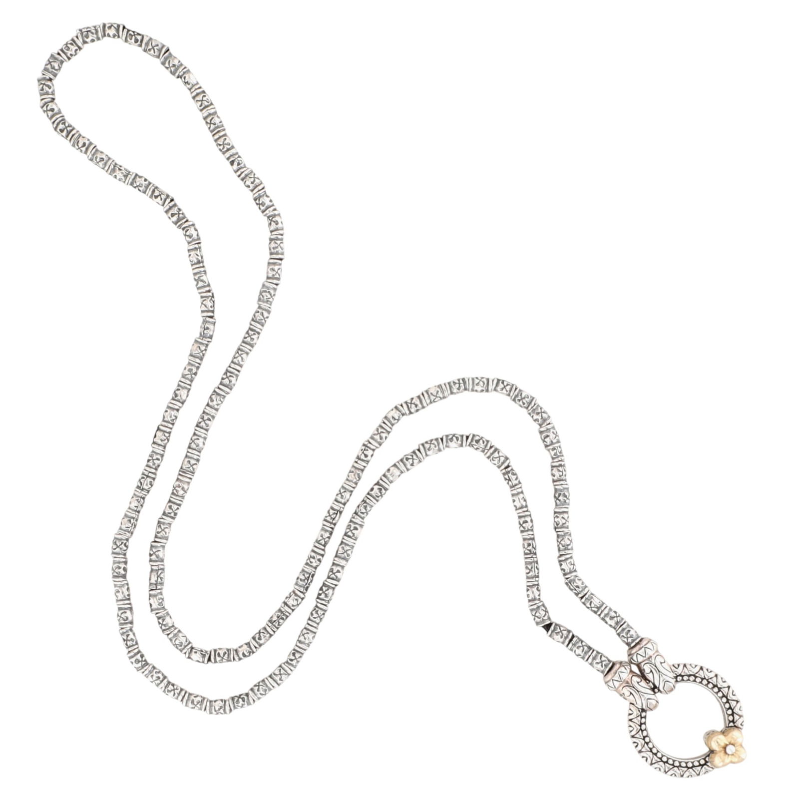 Barbara Bixby Sterling & 18K Gold Signature Flower Circle Necklace (1 of 6)