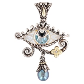 Barbara Bixby Sterling & 18K Gold Watchful Eye of Horus Pendant