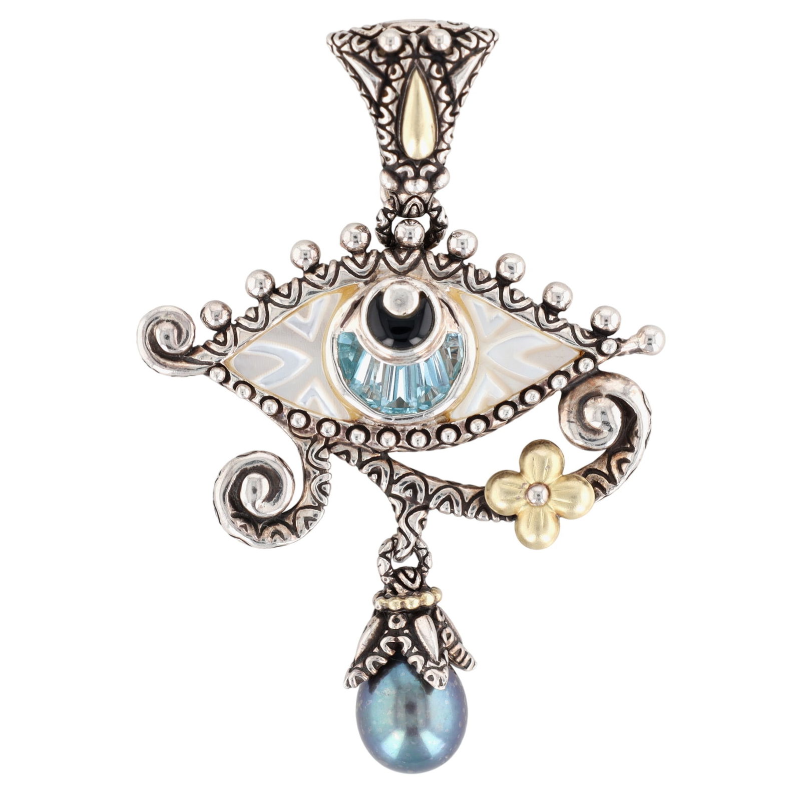 Barbara Bixby Sterling & 18K Gold Watchful Eye of Horus Pendant (1 of 4)