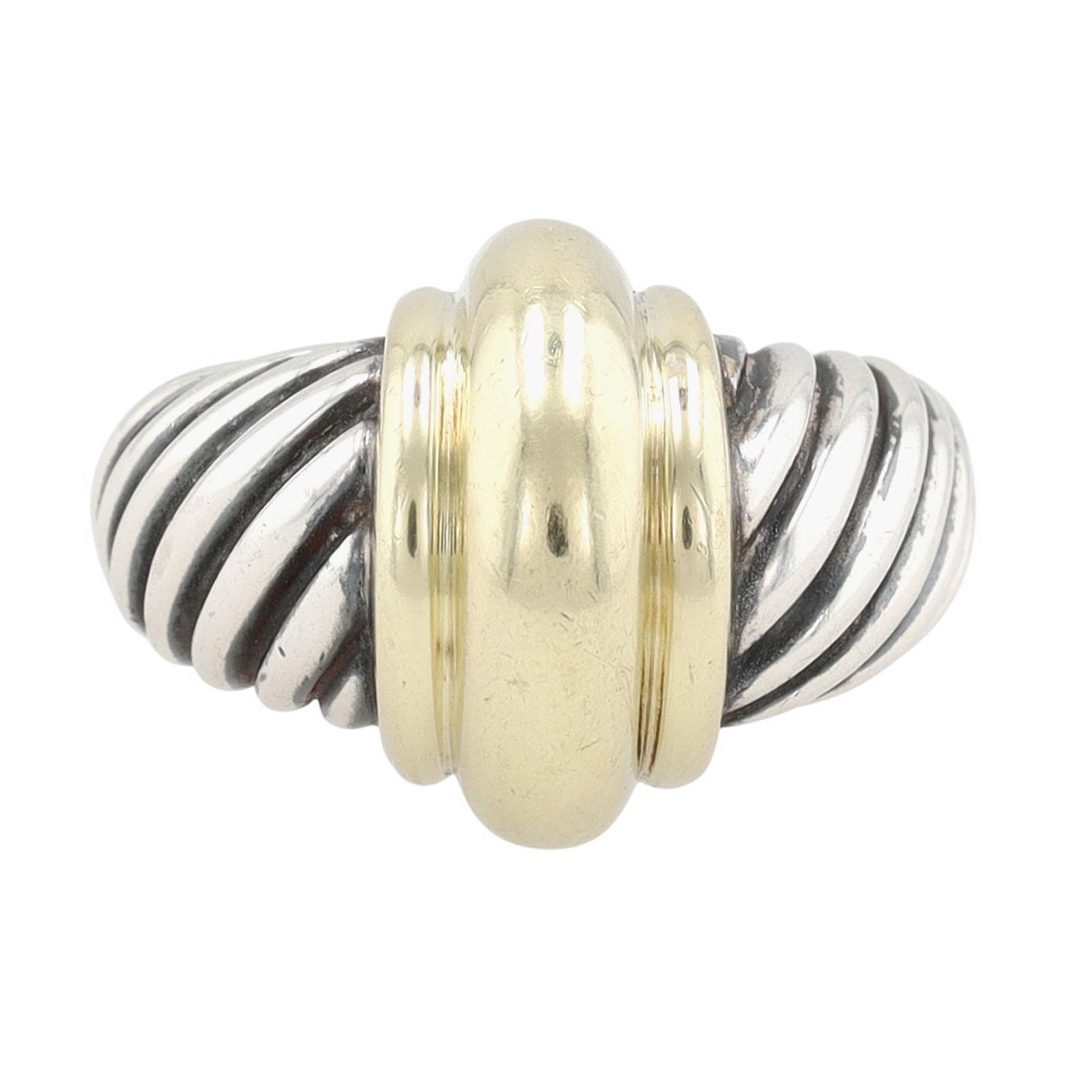 David Yurman Sterling & 14K Gold Thoroughbred Dome Ring Sz 6 (1 of 7)