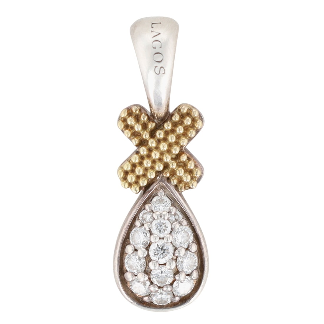Lagos Caviar Sterling & 18K Gold Diamond Pendant: Lagos Caviar Sterling & 18K Gold Diamond Pendant