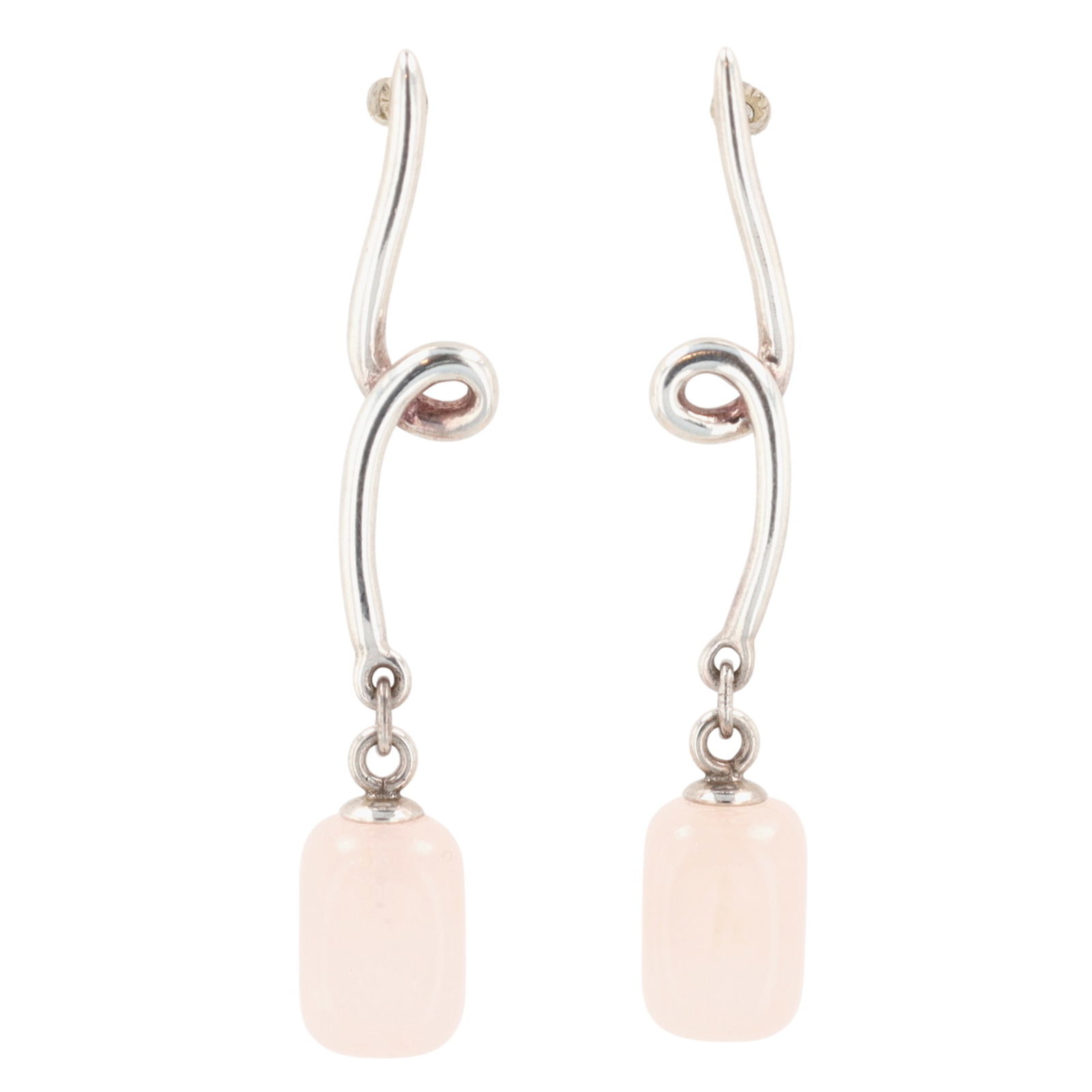 Tiffany & Co. Sterling Rose Quartz Twirl Earrings (1 of 5)