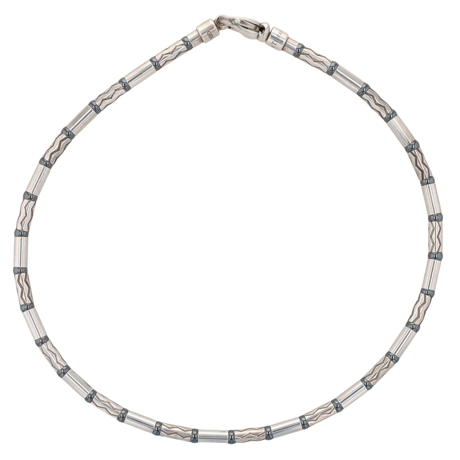 Tiffany & Co. Germany Sterling Hematite Aztec ZigZag Necklace (1 of 8)