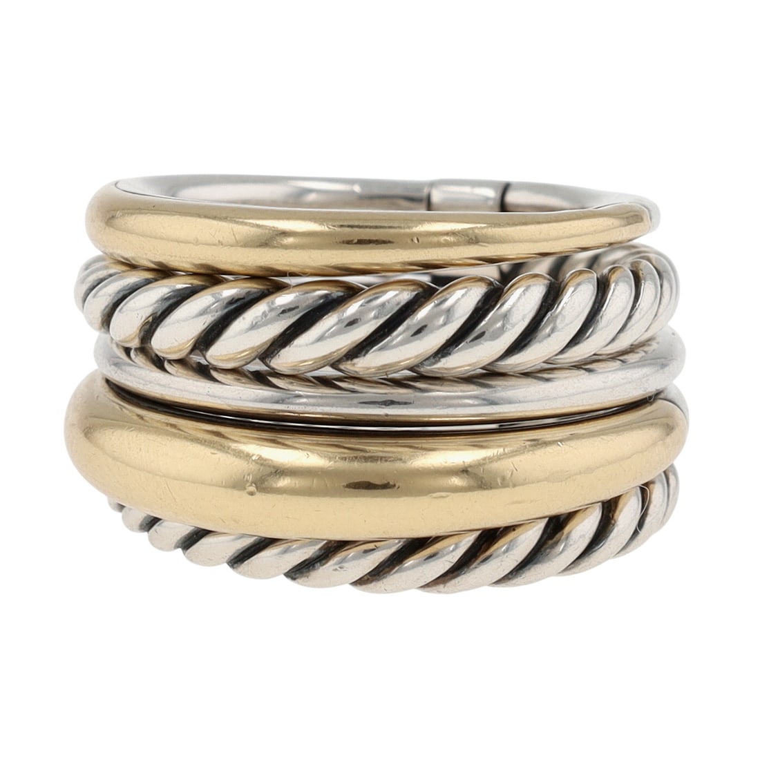 David Yurman Sterling & 18K Gold Pure Form Wide Stack Ring Sz 6.5 (1 of 8)