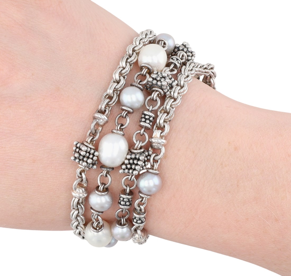 Michael Dawkins Sterling Pearl Starry Night Multstrand Chain Bracelet (1 of 9)