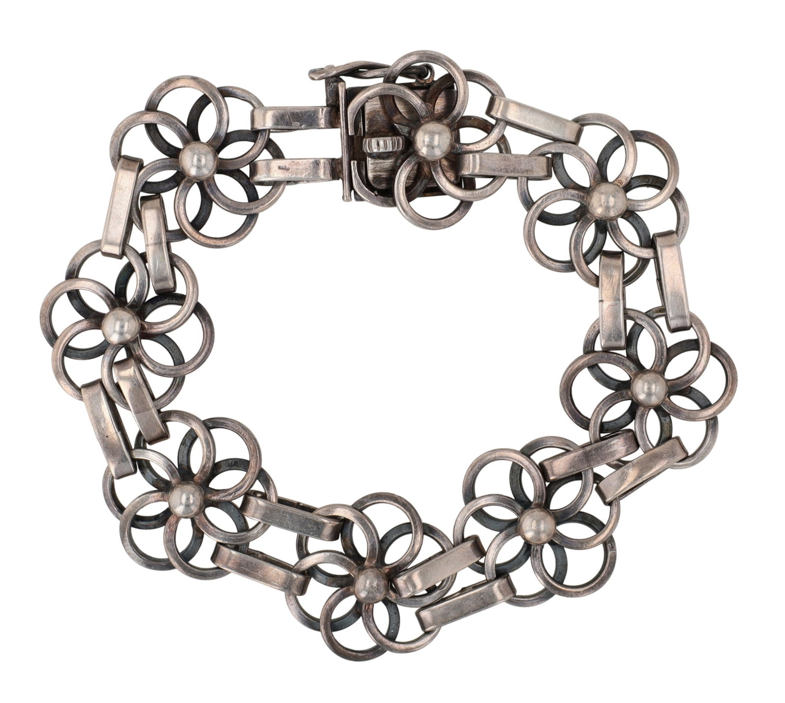 Hermann Siersbol Denmark 830 S Pinwheel Bracelet: Gorgeous Vintage Hermann Siersbol Denmark 830 Silver Modernist Pinwheel Bracelet | 28.7g