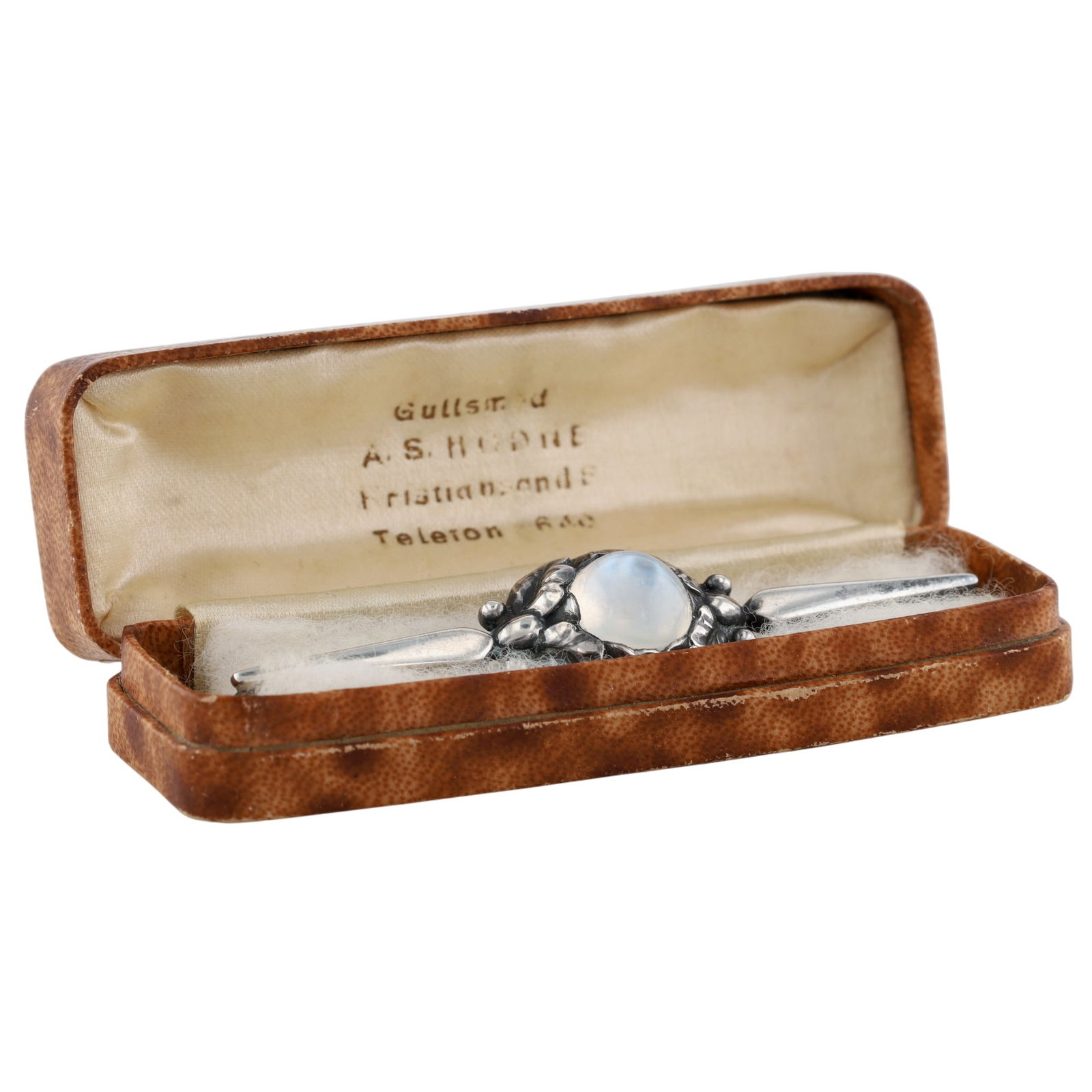 Georg Jensen #117A Sterling Moonstone Bar Brooch (1 of 6)