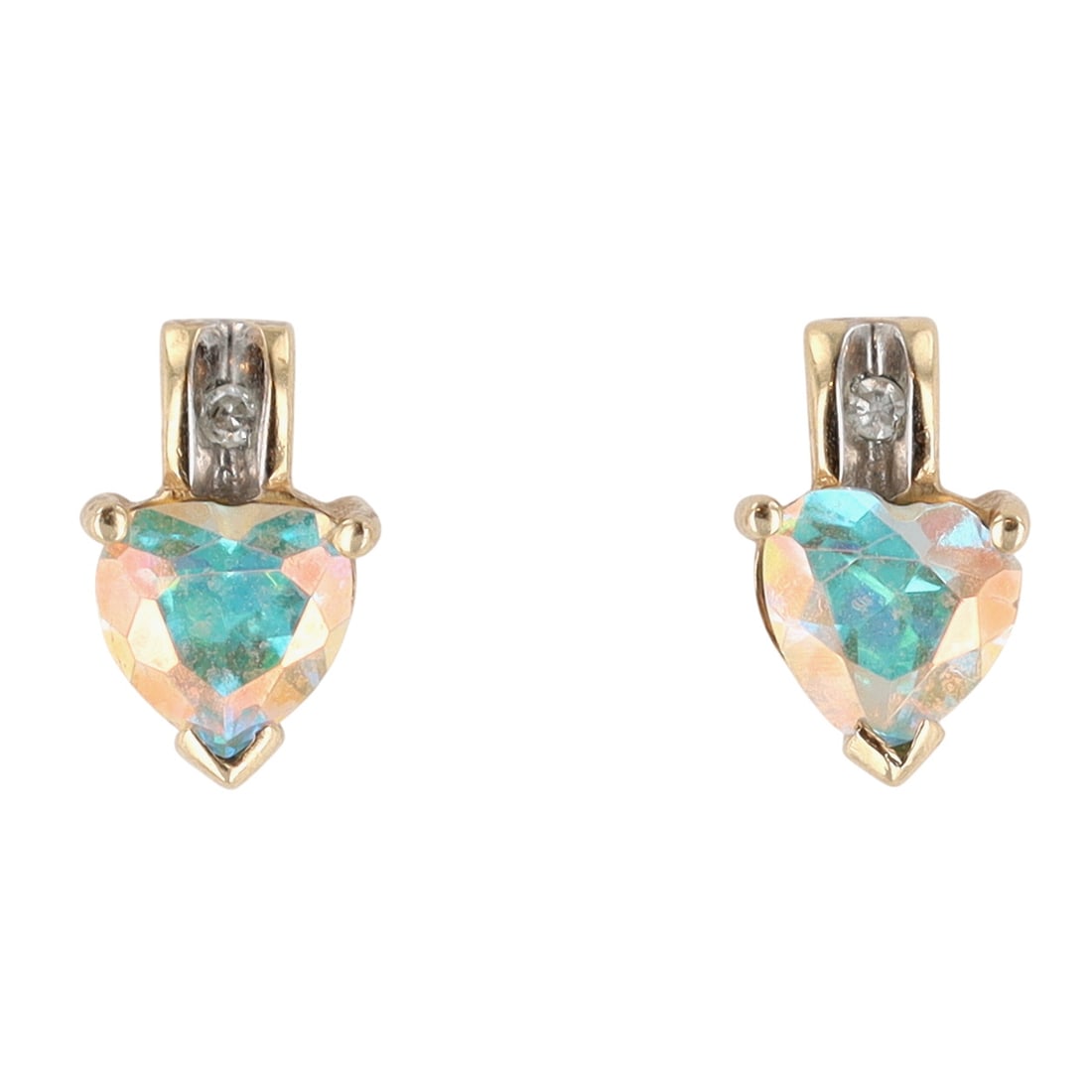 10K Gold Diamond and Mystic Topaz Earrings: 10K Gold Diamond and Mystic Topaz Earrings | 1.3g