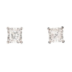 10K White Gold Diamond Earrings