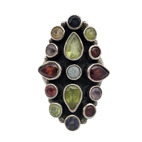 Sterling Multistone Cluster Ring Sz 7