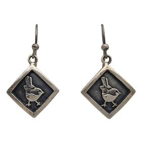 Signed Artisan Sterling Bird Dangle Earrings