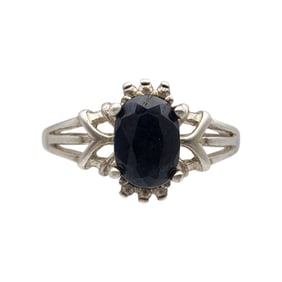 Sterling Sapphire Ring Sz 9.5