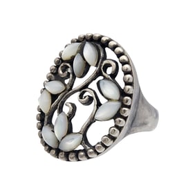 Sterling Mother of Pearl Vine Ring Sz 6.5