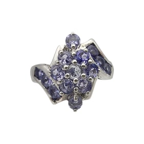 Sterling Iolite Cluster Ring Sz 5