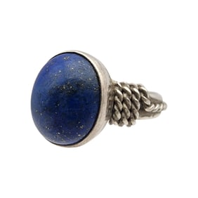 Signed Sterling Lapis Lazuli Ring Sz 6