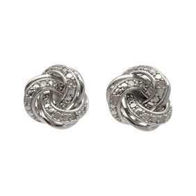 Sterling Diamond Knot Earrings