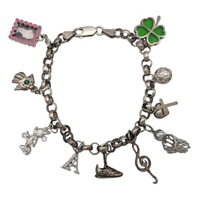 Vintage Sterling Silver Charm Bracelet