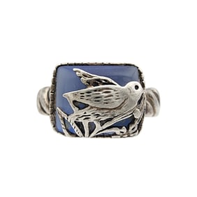 Sterling Cat's Eye Bird Ring Sz 5.75