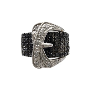 Sterling Diamond Buckle Ring Sz 5