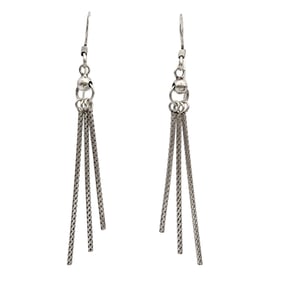 Sterling Silver Bar Tassel Earrings