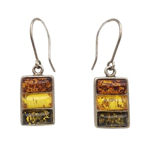 Sterling Amber Bar Dangle Earrings