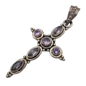 Sterling Amethyst Cross Pendant