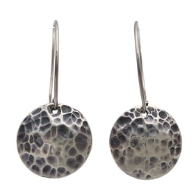 Sterling Hammered Disc Earrings
