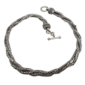 Sterling Silver Thick and Heavy Byzantine Chain Necklace
