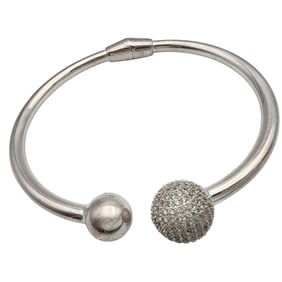 Sterling Rhinestone Ball Bangle Bracelet