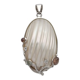 Sterling Mother of Pearl Shell Pendant
