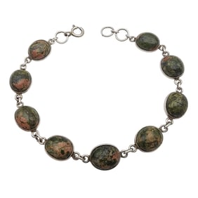 Sterling Unakite Link Bracelet