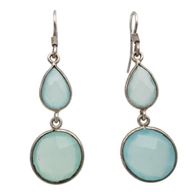Sterling Blue Chalcedony Dangle Earrings