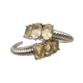 Sterling Citrine Curved Bar Earrings