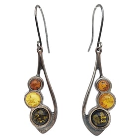 Sterling Amber Dangle Earrings