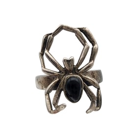 Sterling Onyx Spider Ring Sz 6.5