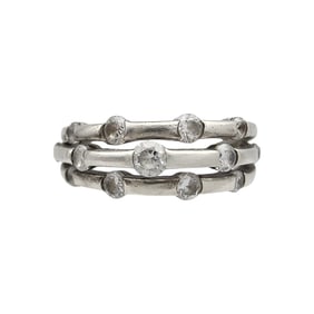 Signed Sterling Textured Row Ring Sz 8