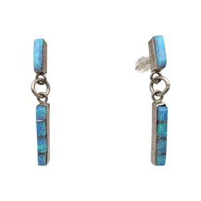 Sterling Opal Inlay Bar Earrings
