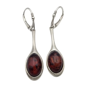 Sterling Amber Drop Earrings